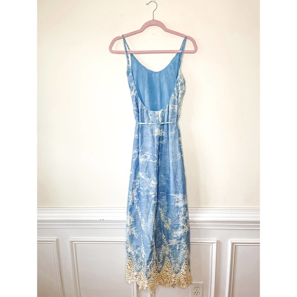 Line & Dot Blue Tye Dye Eyelet Lace Maxi Dress Size Medium - Picture 4 of 5
